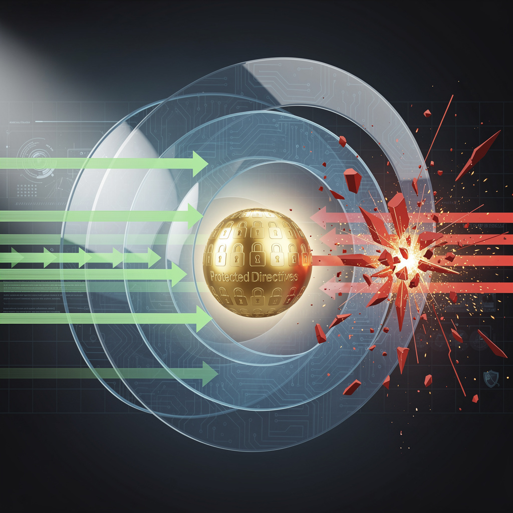 Diagram showing instruction hierarchy with directives enforced outside the conversation context