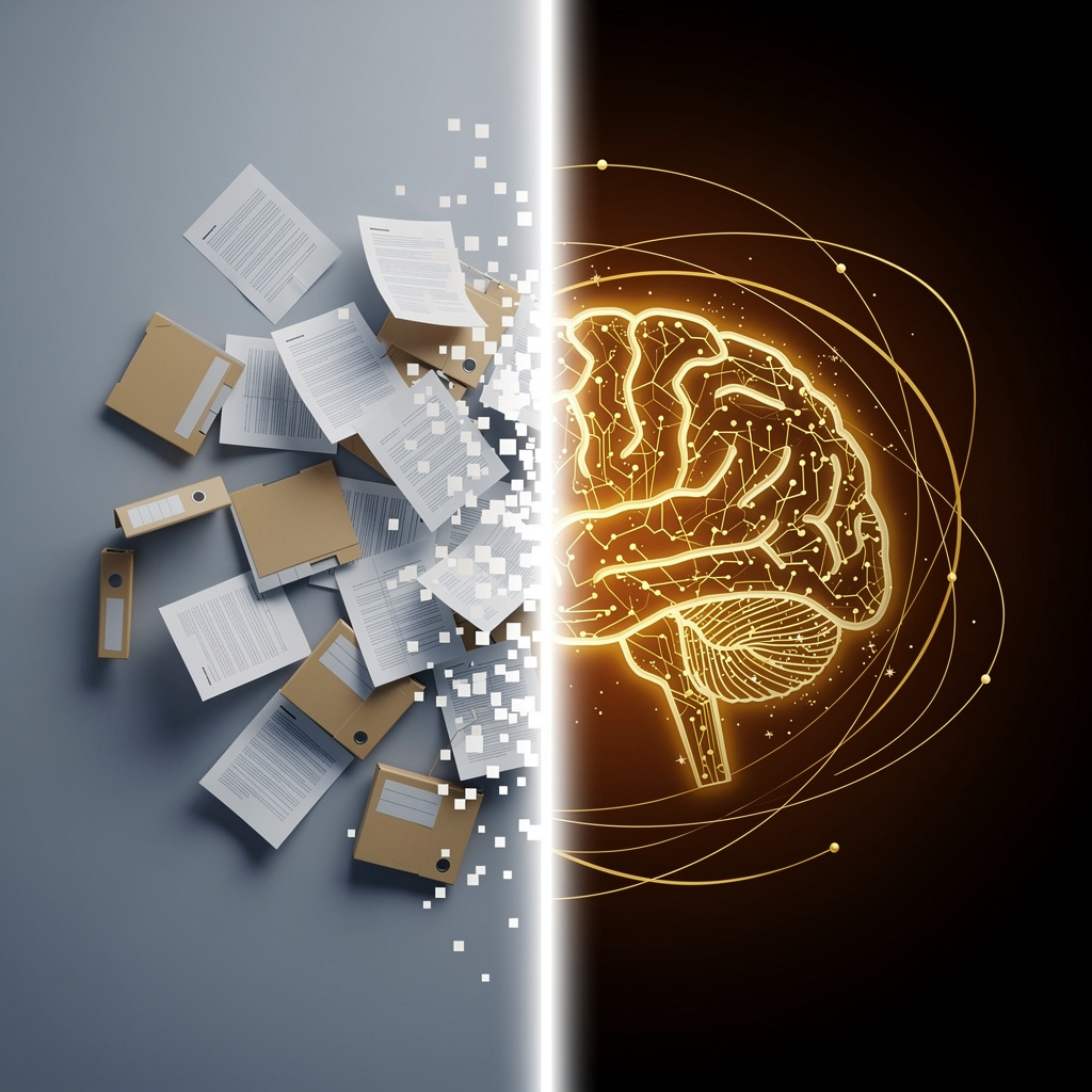 Diagram comparing RAG document retrieval with persistent memory architecture